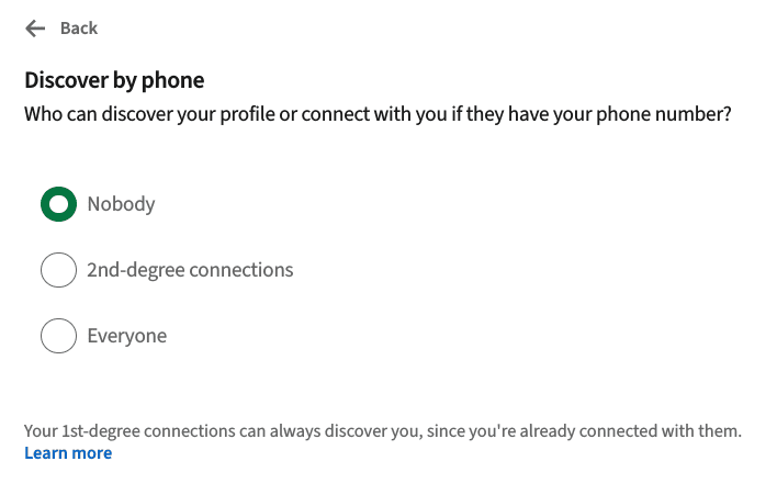 Disable phone number discovery