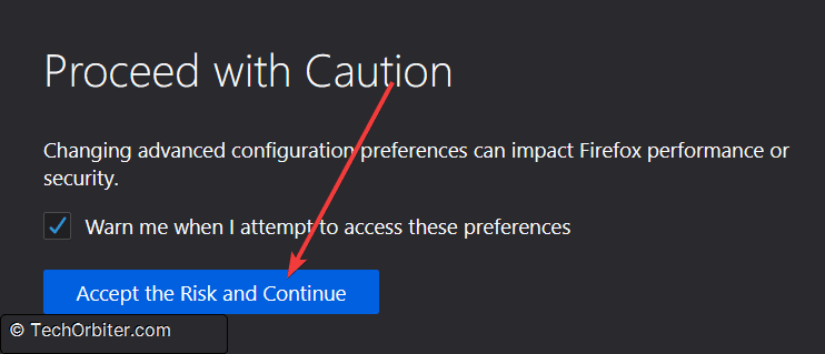 Click the button to "Accept the Risk and Continue"