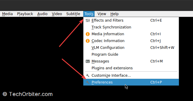 Open VLC player and go to Tools > Preferences